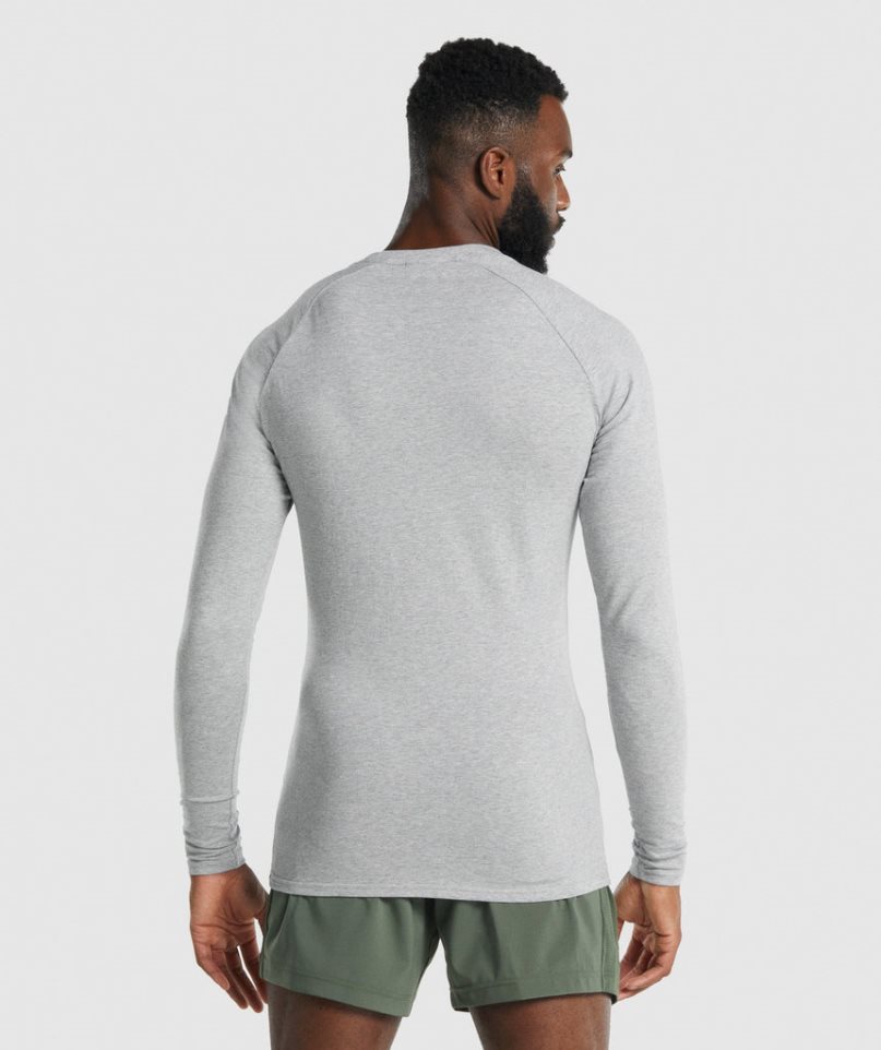 Men's Gymshark Apollo Long Sleeve T-Shirts Light Grey | NZ 3HKQOC